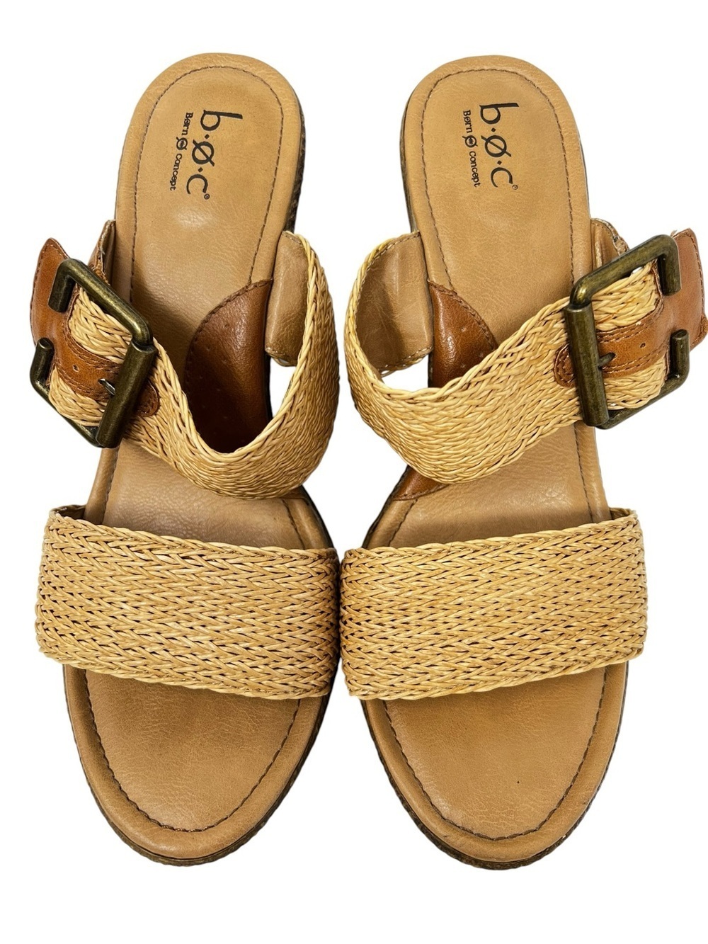 Boc Woven Tan Platform Wedge Sandals - Picture 5 of 10